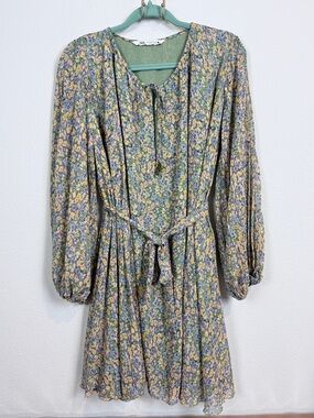 Zara Micro Floral Tie-Front Mini Dress S